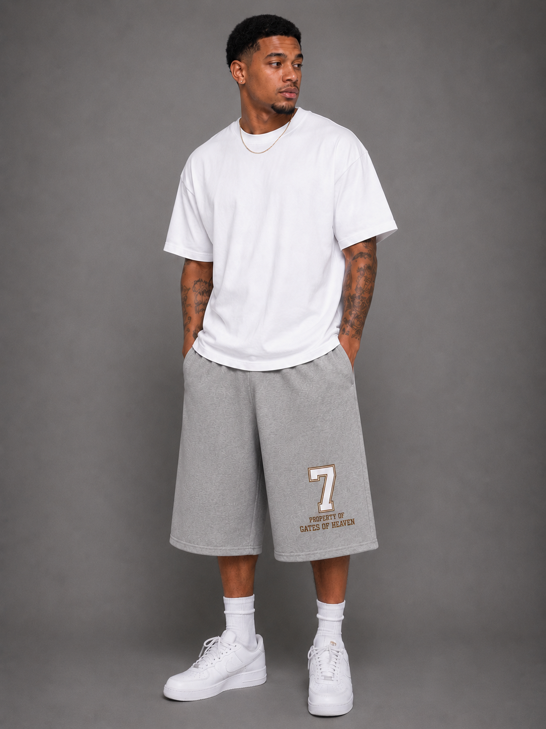 RAW EDGE SWEAT SHORTS (HEATHER GRAY)