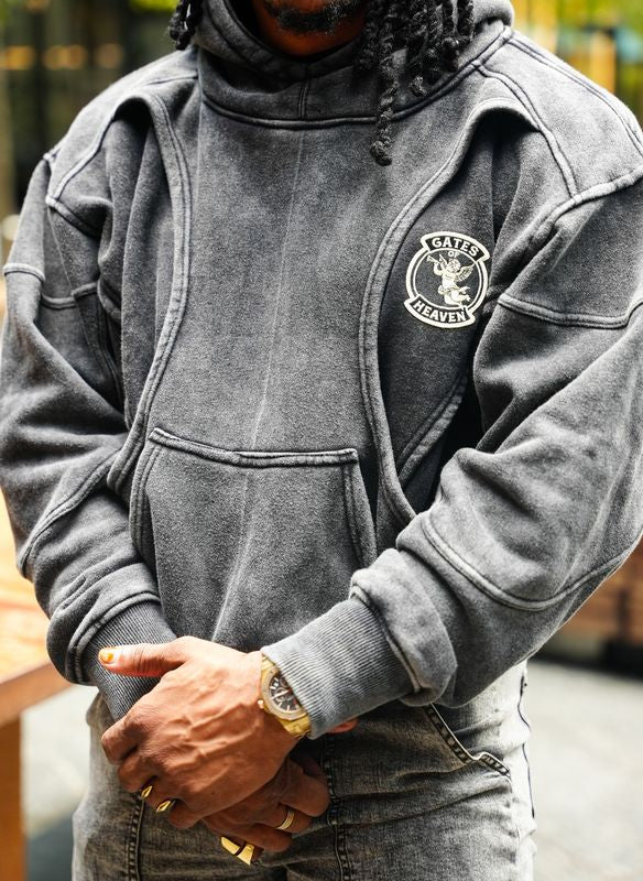 Black Acid Wash Oversized Hoodie