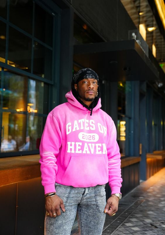 Pink Vintage Wash Oversized Graphic Hoodie