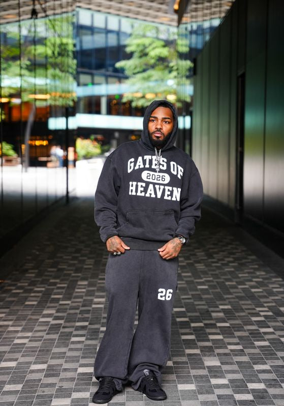 Men’s Black Oversized Hoodie & Sweatpants Set – Garment Dyed