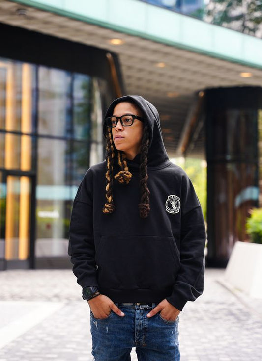 Black Oversized Boxy Pullover Hoodie