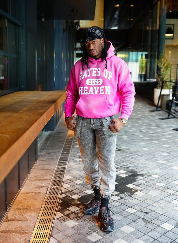 Pink Vintage Wash Oversized Graphic Hoodie