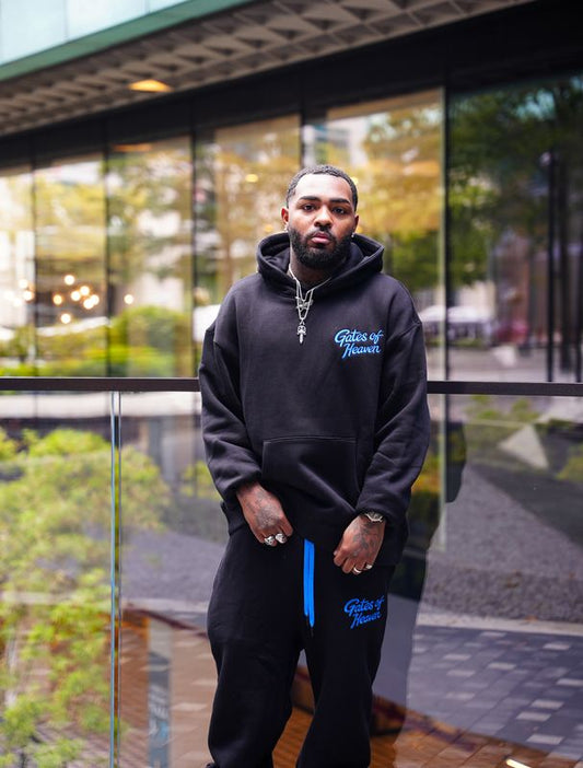 Black Embroidered Sweatsuit Set – Hoodie & Sweatpants | Gates of Heaven