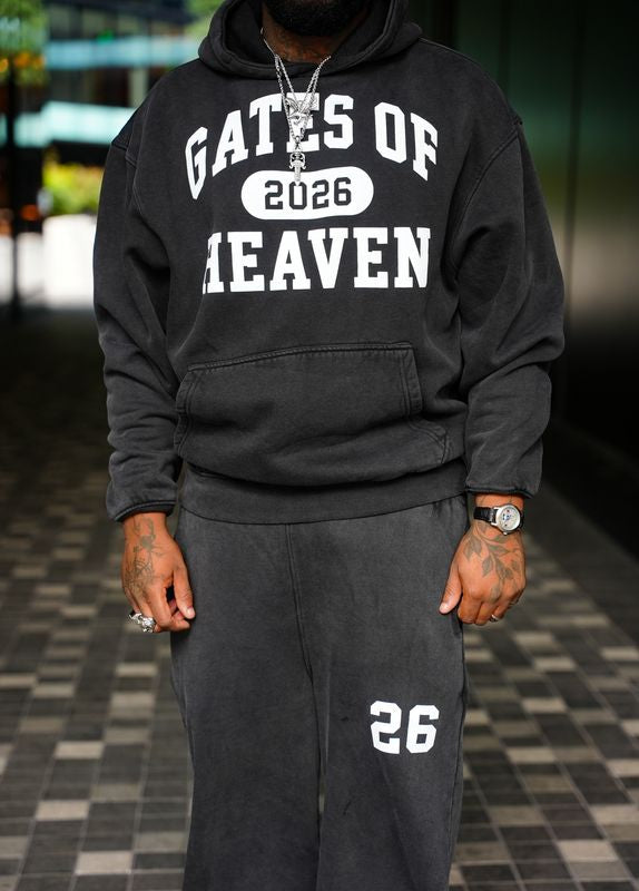 Men’s Black Oversized Hoodie & Sweatpants Set – Garment Dyed