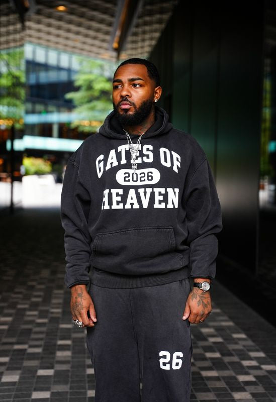 Men’s Black Oversized Hoodie & Sweatpants Set – Garment Dyed