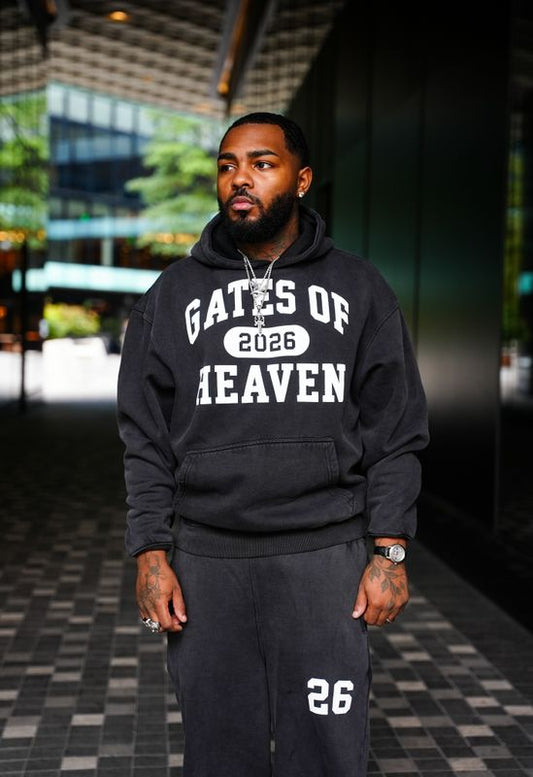 Men’s Black Oversized Hoodie & Sweatpants Set – Garment Dyed