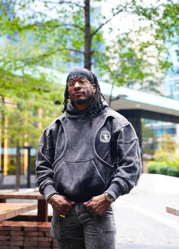 Black Acid Wash Oversized Hoodie