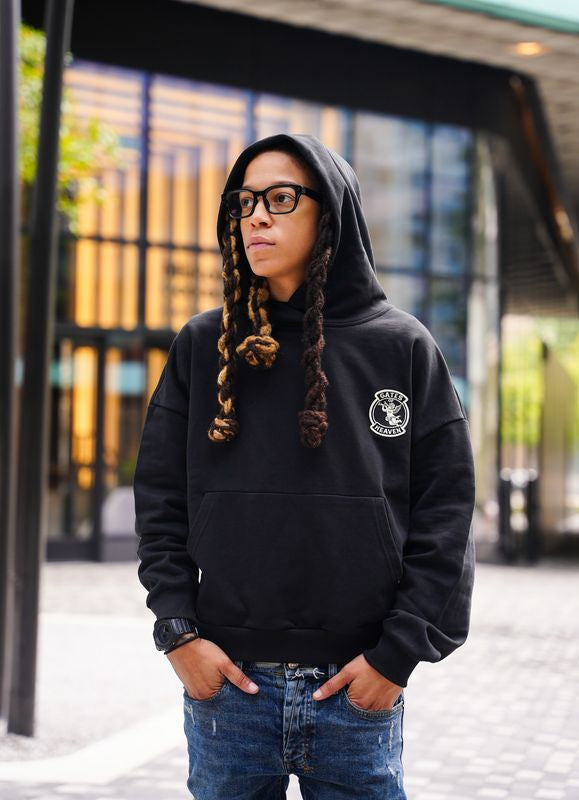 Black Oversized Boxy Pullover Hoodie