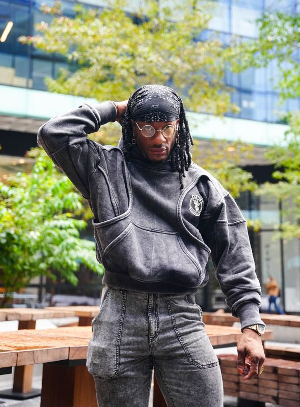 Black Acid Wash Oversized Hoodie