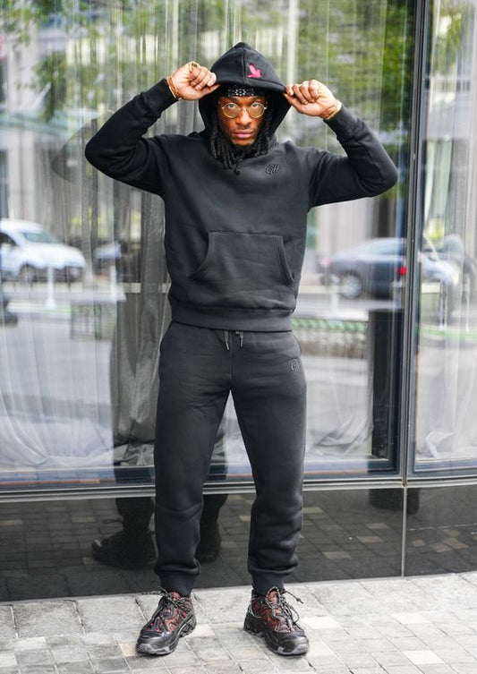 Black Embroidered Hoodie and Sweatpants Set – Gates of Heaven