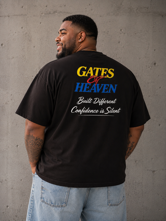 Luxury Boxy Drop Sleeve T-Shirt | Built Different | Gates of Heaven