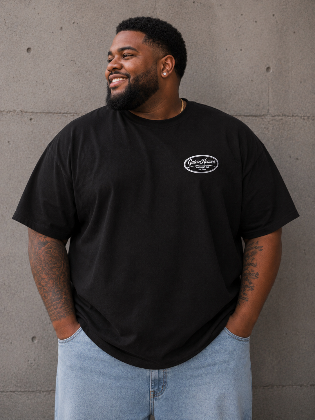 Luxury Boxy Drop Sleeve T-Shirt | Built Different | Gates of Heaven